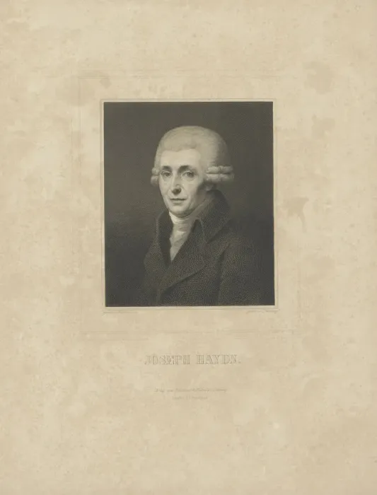 Framed Print : Portrait of the composer Joseph Haydn (1732-1809), c. 1827. Creator: Breitkopf & Hartel Framed Print : Portrait of the composer Joseph Haydn (1732-1809), c. 1827. Creator: Breitkopf & Hartel