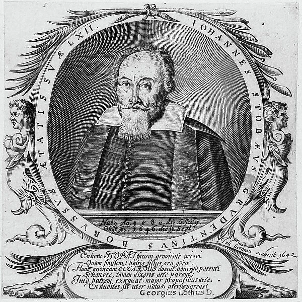 Portrait of composer and lutenist Johann Stobäus (1580-1646), 1642. Creator: Hermann, Johann (active 1615-1658)