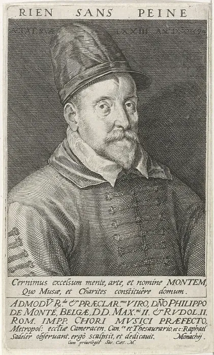 Framed Print : Portrait of the Composer Philippe de Monte (1521-1603), 1594. Artist: Sadeler, Raphael, the Elder (1560-1628) Framed Print : Portrait of the Composer Philippe de Monte (1521-1603), 1594. Artist: Sadeler, Raphael, the Elder (1560-1628)