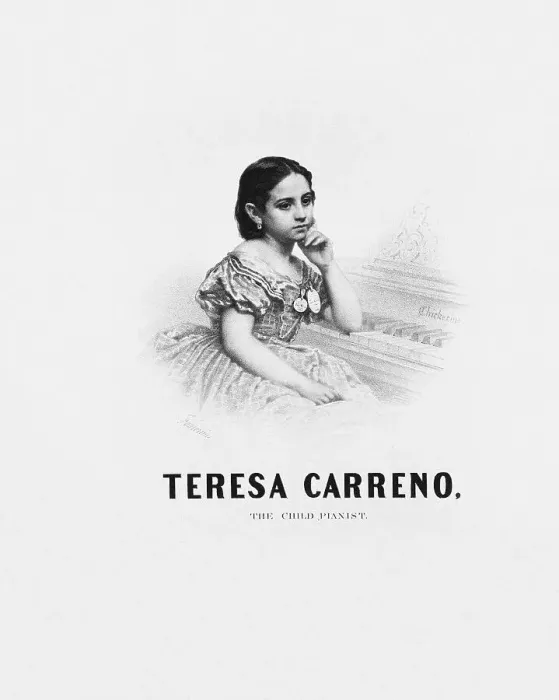 Framed Print : Portrait of the composer and pianist Teresa Carreño (1853-1917), ca 1863. Creator: Fabronius, Dominique C. (1828-1894) Framed Print : Portrait of the composer and pianist Teresa Carreño (1853-1917), ca 1863. Creator: Fabronius, Dominique C. (1828-1894)