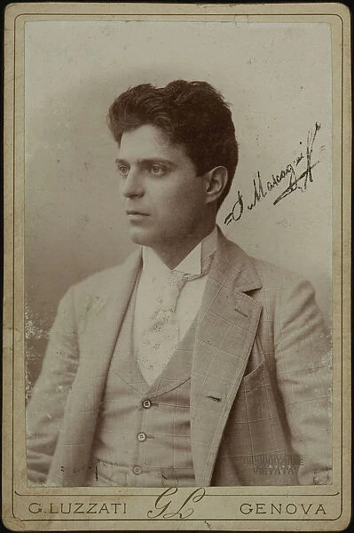 Portrait of the Composer Pietro Mascagni (1863-1945), c. 1890. Creator: Photo studio Luzzati
