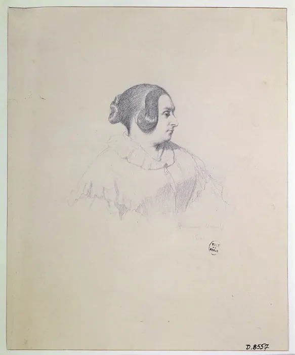 Framed Print : Portrait of the composer and poet Louise Bertin (1805-1877), 1841. Creator: Amaury-Duval, Eugène Emmanuel (1808-1885) Framed Print : Portrait of the composer and poet Louise Bertin (1805-1877), 1841. Creator: Amaury-Duval, Eugène Emmanuel (1808-1885)