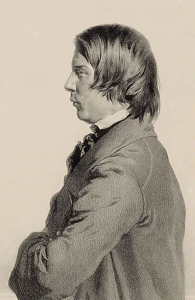 Portrait of the Composer Robert Schumann (1810-1856), 1840. Creator: Kaiser, Eduard (1820-1895)