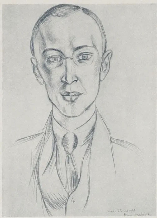 Framed Print : Portrait of the composer Sergei Prokofiev, Program for Ballets Russes, 1921. Creator: Henri Matisse Framed Print : Portrait of the composer Sergei Prokofiev, Program for Ballets Russes, 1921. Creator: Henri Matisse