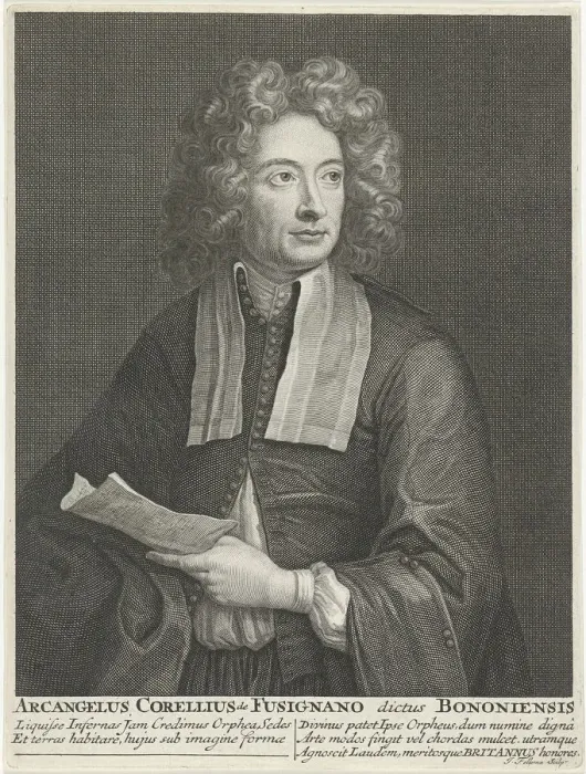 Framed Print : Portrait of the Composer and Violinist Arcangelo Corelli (1653-1713). Artist: Folkema, Jacob (1692-1767) Framed Print : Portrait of the Composer and Violinist Arcangelo Corelli (1653-1713). Artist: Folkema, Jacob (1692-1767)