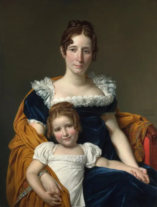 Framed Print : Portrait of the Comtesse Vilain XIIII and her Daughter, 1816. Artist: David, Jacques Louis (1748-1825) Framed Print : Portrait of the Comtesse Vilain XIIII and her Daughter, 1816. Artist: David, Jacques Louis (1748-1825)