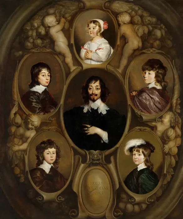 Framed Print : Portrait of Constantijn Huygens (1596-1687) and his Five Children. Creator: Adriaen Hanneman Framed Print : Portrait of Constantijn Huygens (1596-1687) and his Five Children. Creator: Adriaen Hanneman