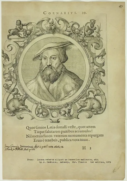 Framed Print : Portrait of Cornarius, published 1574. Creators: Unknown, Johannes Sambucus Framed Print : Portrait of Cornarius, published 1574. Creators: Unknown, Johannes Sambucus