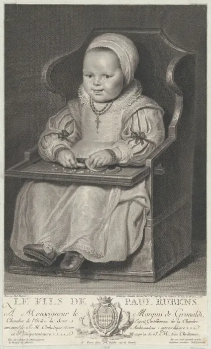 Framed Print : Portrait of one of Cornelis de Vos children (probably), seated in a baby chair, 1762. Creator: Manuel Salvador Carmona Framed Print : Portrait of one of Cornelis de Vos children (probably), seated in a baby chair, 1762. Creator: Manuel Salvador Carmona