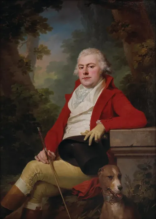 Framed Print : Portrait of Count Alexei Andreyevich Golitsyn (1767-1800) with a greyhound, 1795. Creator: Kreutzinger; Joseph (1757-1829) Framed Print : Portrait of Count Alexei Andreyevich Golitsyn (1767-1800) with a greyhound, 1795. Creator: Kreutzinger; Joseph (1757-1829)
