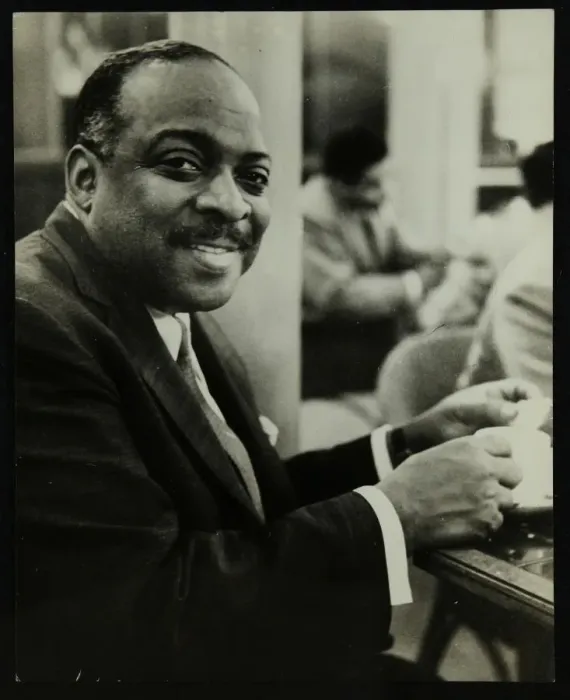 Framed Print : Portrait of Count Basie, 1950s. Artist: Denis Williams Framed Print : Portrait of Count Basie, 1950s. Artist: Denis Williams