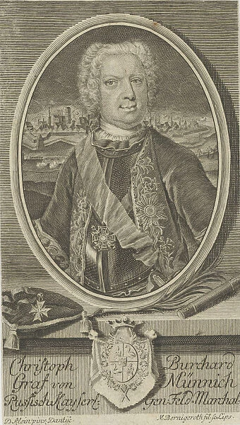 Portrait of Count Burkhard Christoph von Münnich (1683-1767), ca 1730. Creator: Bernigeroth