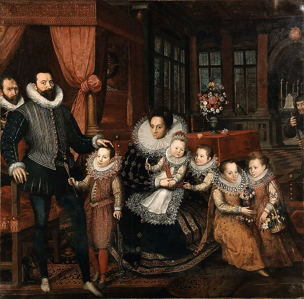 Portrait of Count Charles de Ligne, 2nd Prince of Arenberg (1550-1616) with his family, ca 1593. Creator: Pourbus, Frans, the Younger (1569-1622)