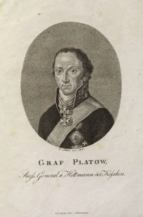 Framed Print : Portrait of Count Matvei Ivanovich Platov (1757-1818). Artist: Schulz, Karl Friedrich (1796-1866) Framed Print : Portrait of Count Matvei Ivanovich Platov (1757-1818). Artist: Schulz, Karl Friedrich (1796-1866)
