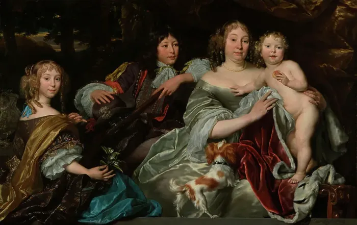 Framed Print : Portrait of Countess Albertine Agnes of Nassau (1634-1696) with her three children, 1668. Creator: Tempel, Abraham Lambert Jacobsz, van den (1622-1672) Framed Print : Portrait of Countess Albertine Agnes of Nassau (1634-1696) with her three children, 1668. Creator: Tempel, Abraham Lambert Jacobsz, van den (1622-1672)