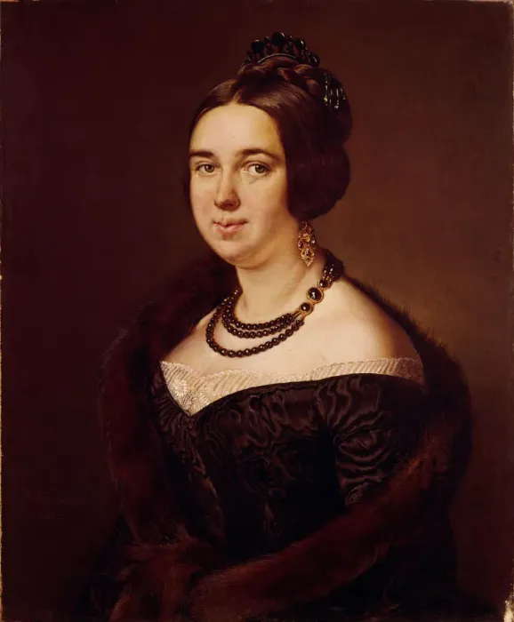 Framed Print : Portrait of Countess Alexandra Alexeevna Obolenskaya, nee Mazurina (1817-1885), 1845. Artist: Tropinin, Vasili Andreyevich (1776-1857) Framed Print : Portrait of Countess Alexandra Alexeevna Obolenskaya, nee Mazurina (1817-1885), 1845. Artist: Tropinin, Vasili Andreyevich (1776-1857)