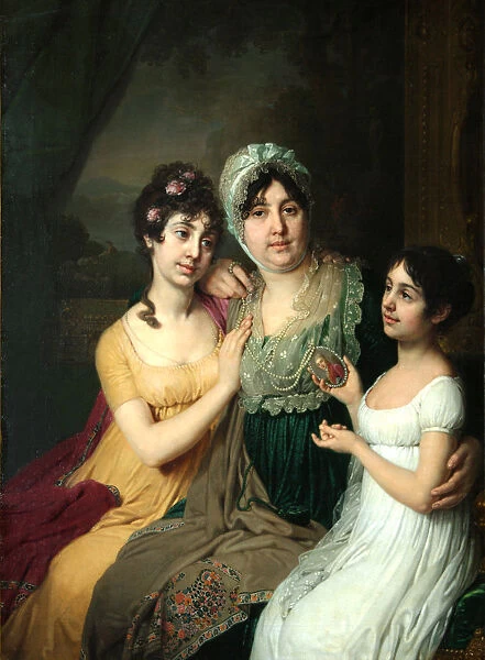 Portrait of Countess Anna Bezborodko with her daughters Lyubov and Cleopatra, 1803. Artist: Borovikovsky, Vladimir Lukich (1757-1825)