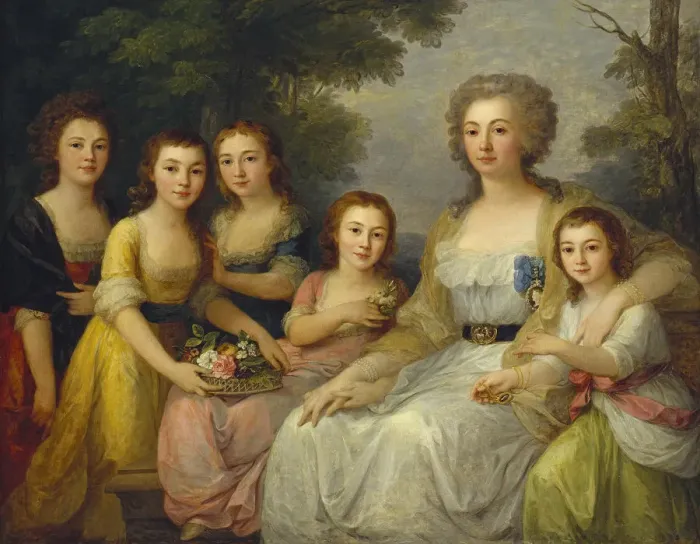 Framed Print : Portrait of Countess Anna Stepanovna Protasova (1745-1826) with her Nices, 1788 Framed Print : Portrait of Countess Anna Stepanovna Protasova (1745-1826) with her Nices, 1788