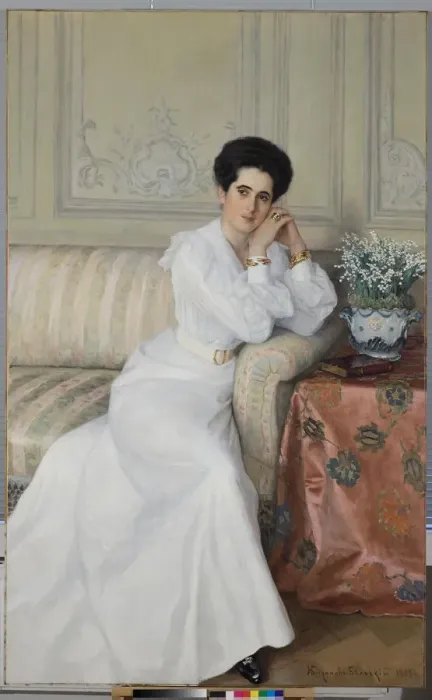 Framed Print : Portrait of Countess Darya Mikhaylovna Gorchakova, nee Bibikova, 1903. Artist: Bogdanov-Belsky, Nikolai Petrovich (1868-1945) Framed Print : Portrait of Countess Darya Mikhaylovna Gorchakova, nee Bibikova, 1903. Artist: Bogdanov-Belsky, Nikolai Petrovich (1868-1945)