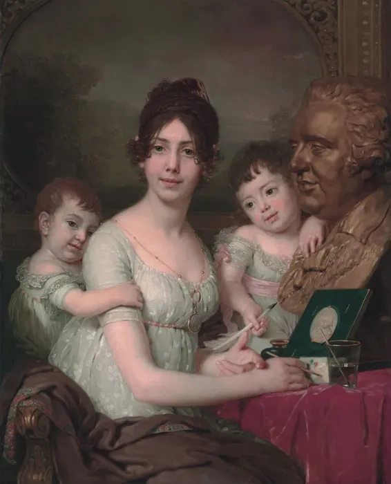 Framed Print : Portrait of Countess Liubov Ilyinichna Kusheleva, nee Bezborodko (1783-1809) with children, 1803. Artist: Borovikovsky, Vladimir Lukich (1757-1825) Framed Print : Portrait of Countess Liubov Ilyinichna Kusheleva, nee Bezborodko (1783-1809) with children, 1803. Artist: Borovikovsky, Vladimir Lukich (1757-1825)