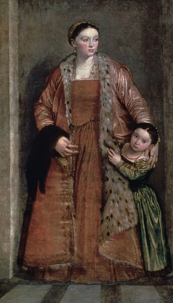Portrait of Countess Livia da Porto Thiene and her Daughter, c1551. Artist: Paolo Veronese