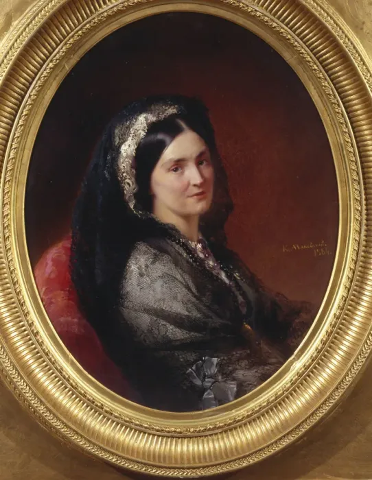 Framed Print : Portrait of Countess Natalia Pavlovna Stroganova (1796-1872), 1864. Artist: Makovsky, Konstantin Yegorovich (1839-1915) Framed Print : Portrait of Countess Natalia Pavlovna Stroganova (1796-1872), 1864. Artist: Makovsky, Konstantin Yegorovich (1839-1915)