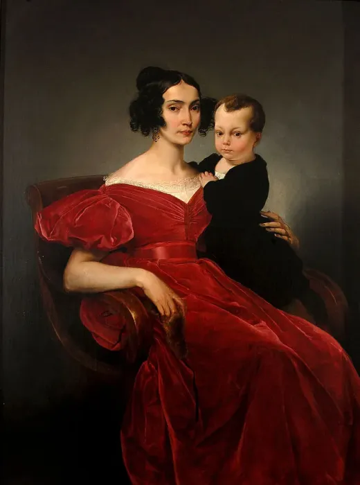 Framed Print : Portrait of Countess Teresa Zumali Marsili with her son Giuseppe, 1831-1833. Creator: Hayez, Francesco (1791-1882) Framed Print : Portrait of Countess Teresa Zumali Marsili with her son Giuseppe, 1831-1833. Creator: Hayez, Francesco (1791-1882)