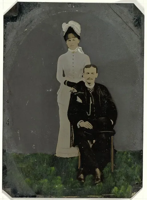 Framed Print : Portrait of couple, 1860s-1880s. Creator: Unknown Framed Print : Portrait of couple, 1860s-1880s. Creator: Unknown
