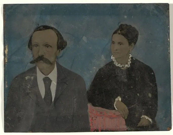Framed Print : Portrait of couple, 1860s-1880s. Creator: Unknown Framed Print : Portrait of couple, 1860s-1880s. Creator: Unknown
