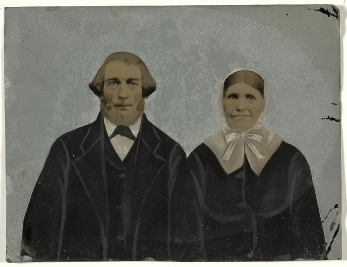 Framed Print : Portrait of couple, 1860s-1880s. Creator: Unknown Framed Print : Portrait of couple, 1860s-1880s. Creator: Unknown