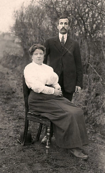 Portrait of a couple outdoors, early 20th century
