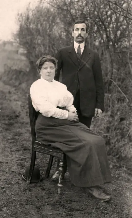 Framed Print : Portrait of a couple outdoors, early 20th century Framed Print : Portrait of a couple outdoors, early 20th century