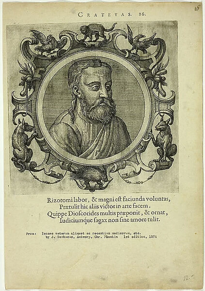 Portrait of Crateuas, published 1574. Creators: Unknown, Johannes Sambucus