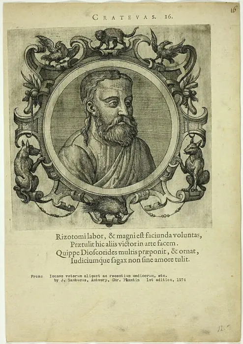 Framed Print : Portrait of Crateuas, published 1574. Creators: Unknown, Johannes Sambucus Framed Print : Portrait of Crateuas, published 1574. Creators: Unknown, Johannes Sambucus