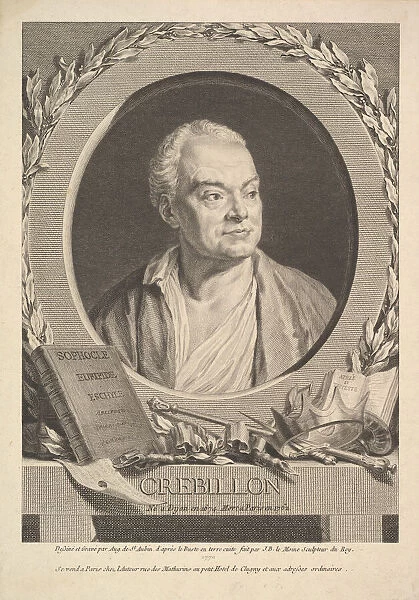 Portrait of Crébillon, 1770. Creator: Augustin de Saint-Aubin