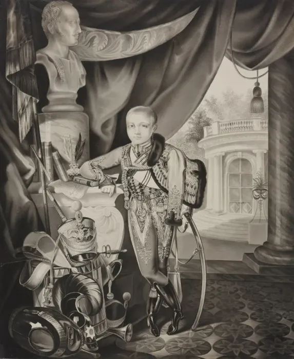 Framed Print : Portrait of the Crown prince Alexander Nikolayevich (1818-1881), 1827. Creator: Hampeln Framed Print : Portrait of the Crown prince Alexander Nikolayevich (1818-1881), 1827. Creator: Hampeln