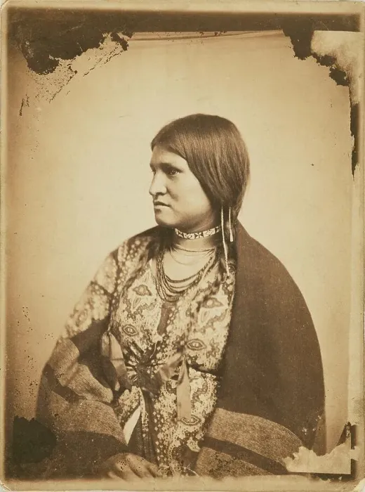 Framed Print : Portrait of a Dakota Sitter, about 1862-1864. Creator: Joel E Whitney Framed Print : Portrait of a Dakota Sitter, about 1862-1864. Creator: Joel E Whitney
