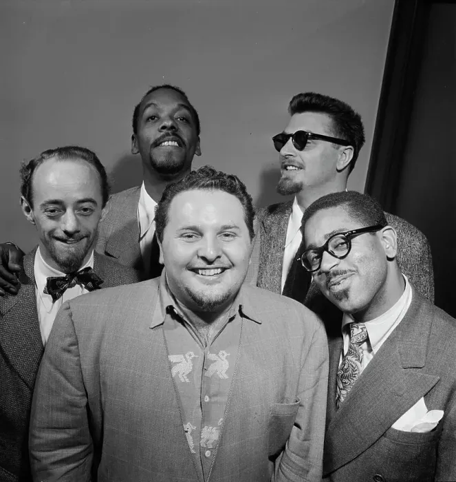 Framed Print : Portrait of Dave Lambert, John Simmons, Chubby Jackson, George Handy...New York, 1947. Creator: William Paul Gottlieb Framed Print : Portrait of Dave Lambert, John Simmons, Chubby Jackson, George Handy...New York, 1947. Creator: William Paul Gottlieb