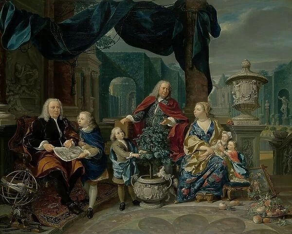 Portrait of David van Mollem with his Family, 1740. Creator: Nicolaas Verkolje