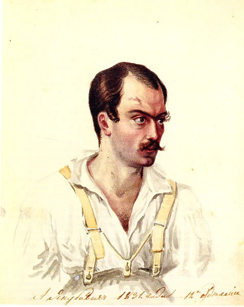 Portrait of Decembrist Alexander Ivanovich Yakubovich (1792-1845), 1831. Artist: Bestuzhev, Nikolai Alexandrovich (1791-1855)