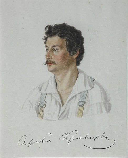 Portrait of the Decembrist Sergey Krivtsov (1802-1864), 1828. Artist: Bestuzhev, Nikolai Alexandrovich (1791-1855)
