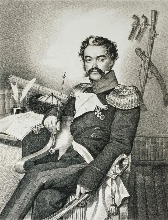 Framed Print : Portrait of Denis Davydov (1784-1839), soldier and poet, early 19th century Framed Print : Portrait of Denis Davydov (1784-1839), soldier and poet, early 19th century