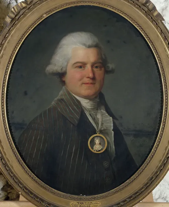 Framed Print : Portrait d'homme portant en sautoir un médaillon à l'effigie de sa femme, 1792. Creator: Antoine Vestier Framed Print : Portrait d'homme portant en sautoir un médaillon à l'effigie de sa femme, 1792. Creator: Antoine Vestier