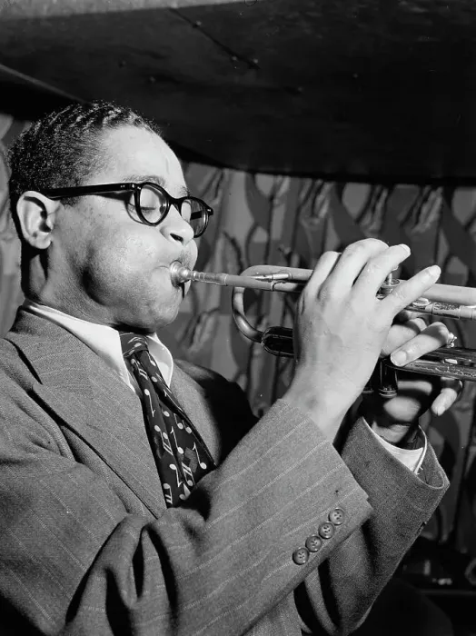 Framed Print : Portrait of Dizzy Gillespie, Famous Door, New York, N.Y. ca. June 1946. Creator: William Paul Gottlieb Framed Print : Portrait of Dizzy Gillespie, Famous Door, New York, N.Y. ca. June 1946. Creator: William Paul Gottlieb
