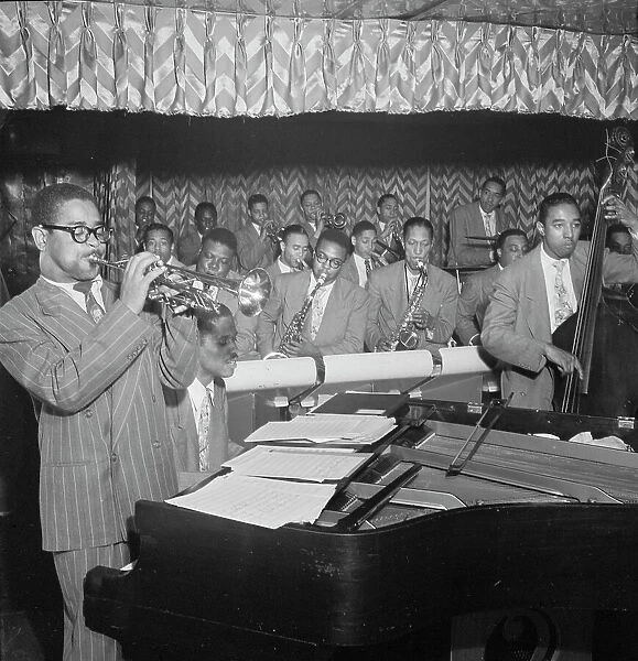 Portrait of Dizzy Gillespie, John Lewis, Cecil Payne, Miles Davis, and Ray Brown... New York, 1946. Creator: William Paul Gottlieb