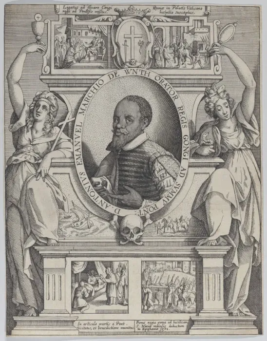 Framed Print : Portrait of Don Antonio Emanuel Marchio de Wnth, Ambassador to the King of the Congo... ca. 1608. Creator: Lucas Kilian Framed Print : Portrait of Don Antonio Emanuel Marchio de Wnth, Ambassador to the King of the Congo... ca. 1608. Creator: Lucas Kilian