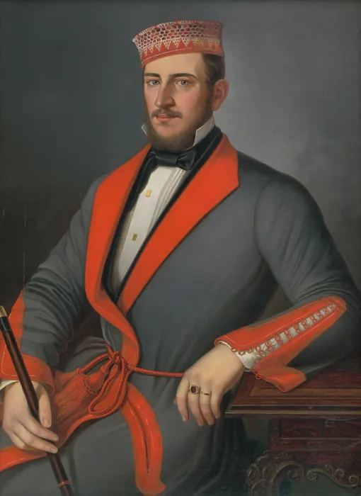Framed Print : Portrait of Donath Varada-Szakmary in a dressing gown, 1850-1900. Creator: Peter Michal Bohun Framed Print : Portrait of Donath Varada-Szakmary in a dressing gown, 1850-1900. Creator: Peter Michal Bohun
