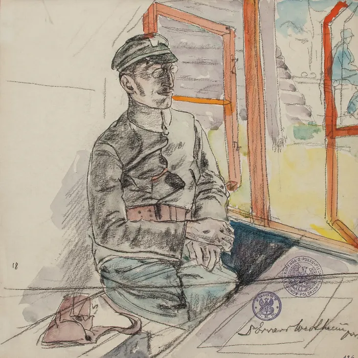 Framed Print : Portrait of Dr. Edward Wertheim, Lieutenant Physician of the Polish Legions, March-June 1916]. Creator: Leopold Gottlieb