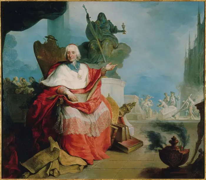 Framed Print : Portrait du cardinal Louis Antoine de Noailles (1651-1729), archevêque de Paris, c1729. Creator: Ecole Francaise Framed Print : Portrait du cardinal Louis Antoine de Noailles (1651-1729), archevêque de Paris, c1729. Creator: Ecole Francaise