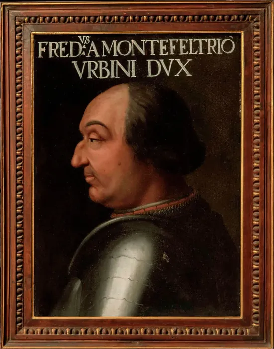 Framed Print : Portrait of the Duke Federico da Montefeltro (1422-1482), 1556. Creator: Dell'Altissimo, Cristofano (1525-1605) Framed Print : Portrait of the Duke Federico da Montefeltro (1422-1482), 1556. Creator: Dell'Altissimo, Cristofano (1525-1605)